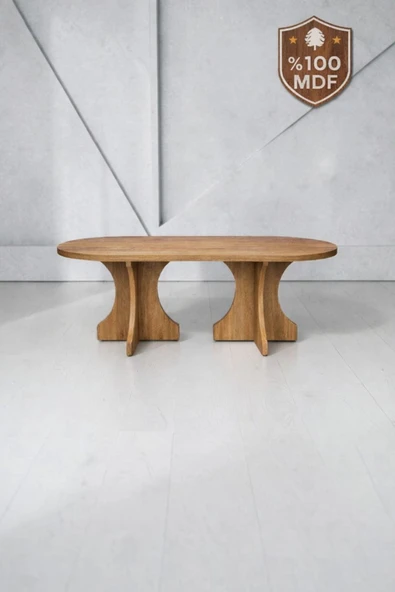 MOBİLYACIN Oval Salon Yemek Masası Kemer Ayak 36mm Kalın Kenarlı -160x90-Afrika Ceviz ürün görseli 1