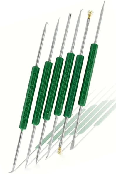 usin 6 LI SET (İğne Çatal Rayba Bıçak Fırça Uç Talaş Tutucu) Entegre Elektronik Cihaz Sökme ve Açma Seti ürün görseli 1