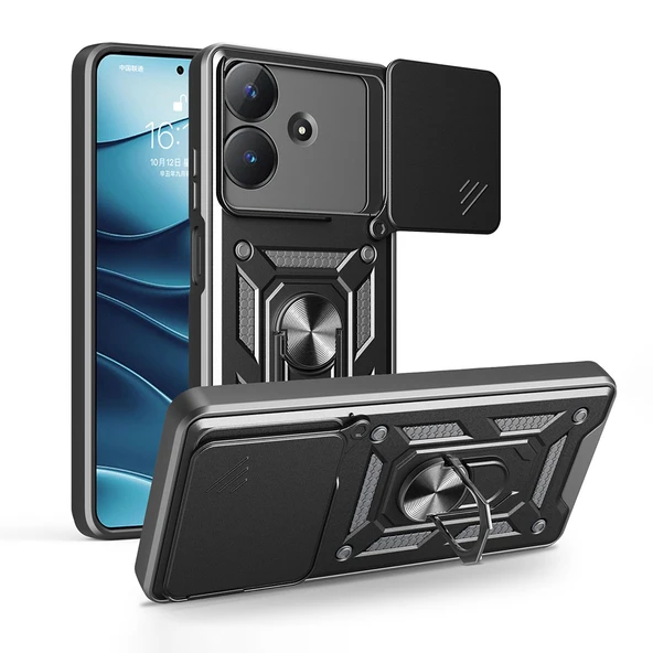 Realme Note 60 Kılıf Magnetik Standlı Kamera Korumalı Zore Sürgülü Vega Kapak ürün görseli 1