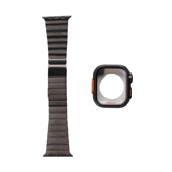 Apple Watch 7 45mm Zore KRD-126 Sert Kasa Koruyuculu Metal Kordon ürün görseli 1
