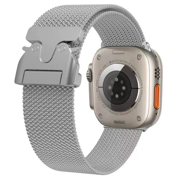 Apple Watch 7 45mm Zore KRD-25 Metal Hasır Kordon ürün görseli 1