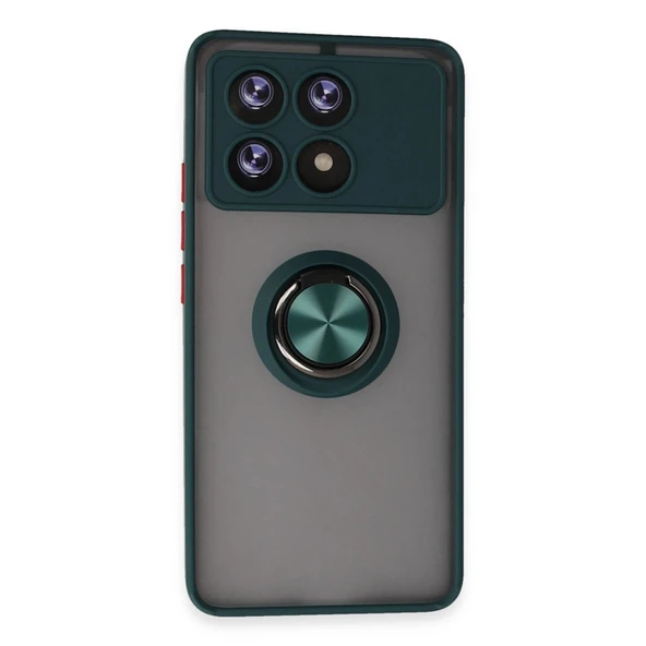 Xiaomi Poco X6 Pro Kılıf Montreal Yüzüklü Silikon Kapak - Yeşil ürün görseli 1