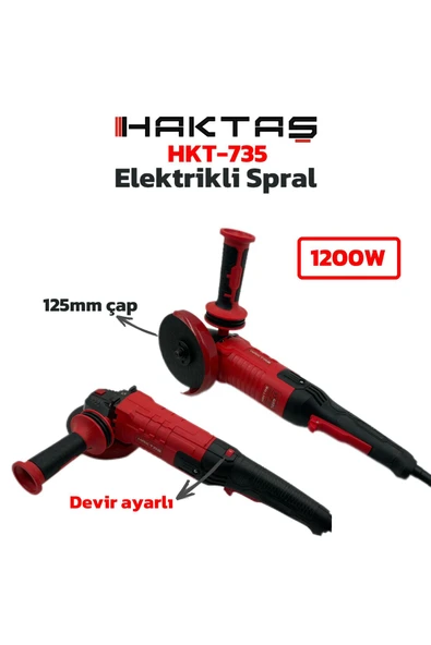 haktaş Profesyonel Yeni Nesil Elektrikli Spiral - 1200 W - 125 MM - Devir Ayarlı Taşlama Makinesi ürün görseli 1