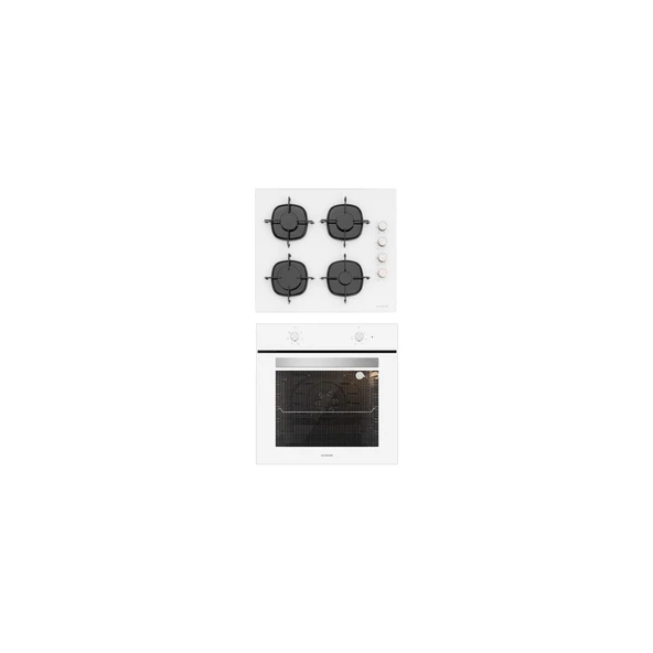Silverline 2'li BO6501W01 - CS5335W01 Beyaz Cam Ankastre Set ürün görseli 1