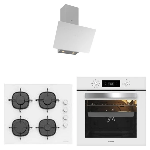 Silverline Beyaz Cam Ankastre Set 3481 - CS5335W01 - BO6502W02 A++ Enerji Sınıfı ile Modern Tasarım ürün görseli 1