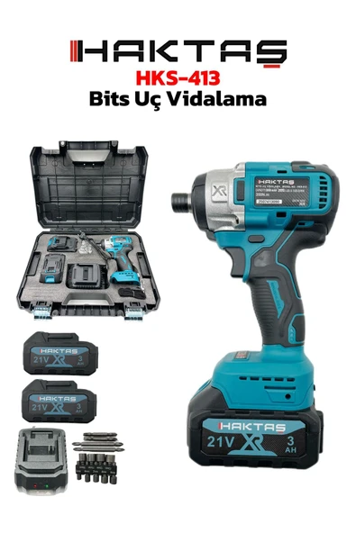 haktaş HKS-413 21V Akülü Torklu (Bits Uç Vidalama) Seti – 2 Akü 3.0Ah, 350Nm ürün görseli 1