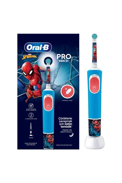 Oral-B Vitality Pro Spiderman Özel Seri Çocuklar İçin Şarj Edilebilir Diş Fırçası ürün görseli 1