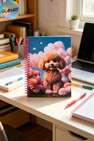 100 yaprak sevimli köpek desenli orta boy sert kapak kareli defter 17x24 cırtlı ürün görseli 1