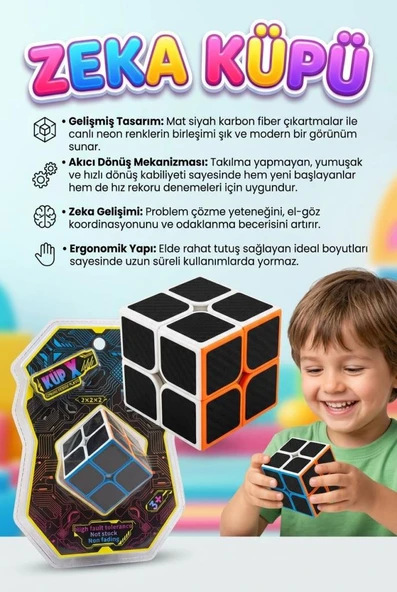 İlk Zeka Küpüm 2x2x2 Kübix! Takılmayan Hızlı Mekanizma Karbon Fiber Detaylı Renkli Eğitici Oyuncak ürün görseli 1