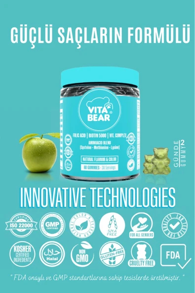 Vita Bear Strong Hair Gummy Vitamin 60'lı ürün görseli 1