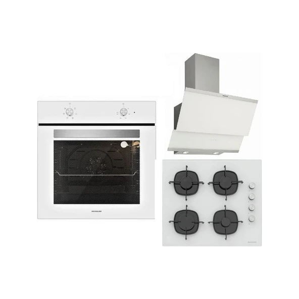 Silverline Beyaz Ankastre Set Classy Beyaz 60 cm Davlumbaz - CS5335W01 Beyaz Ankastre Ocak - B06501W01 Beyaz Ankastre Fırın ürün görseli 1
