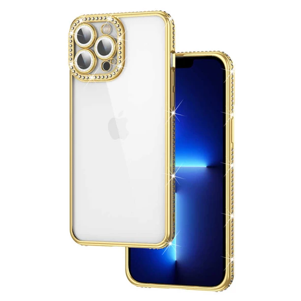 Apple iPhone 13 Pro Kılıf Kamera Korumalı Taşlı Zore Mina Kapak ürün görseli 1