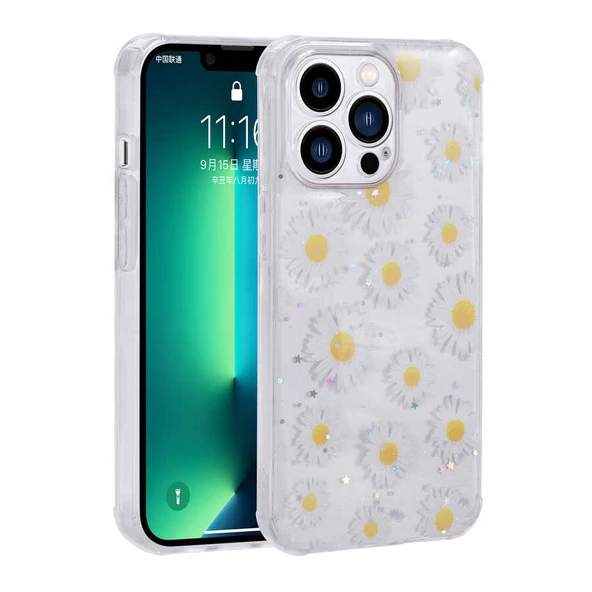 Apple iPhone 11 Pro Max Kılıf Simli Desenli Kamera Korumalı Parlak Zore Popy Kapak ürün görseli 1