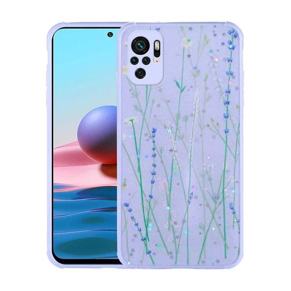 Xiaomi Redmi Note 10 Kılıf Simli Desenli Kamera Korumalı Parlak Zore Popy Kapak ürün görseli 1