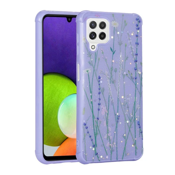 Galaxy M32 Kılıf Simli Desenli Kamera Korumalı Parlak Zore Popy Kapak ürün görseli 1
