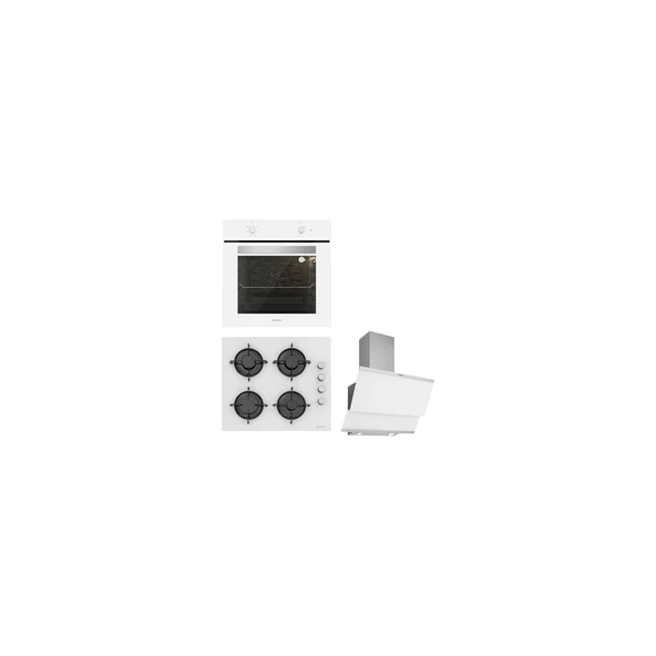 Silverline Beyaz Cam Ankastre Set BO65E1W01 - CS5349W01 - 3420 Classy ürün görseli 1