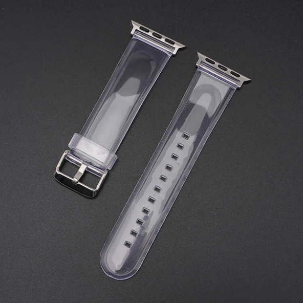 ​​​Apple Watch 44mm KRD-13 Şeffaf Silikon Kordon - Resim 4