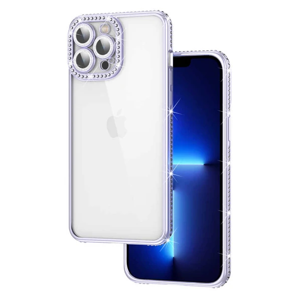 Apple iPhone 12 Pro Max Kılıf Kamera Korumalı Taşlı Zore Mina Kapak ürün görseli 1