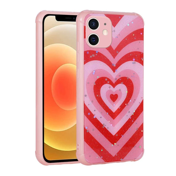 Apple iPhone 12 Kılıf Simli Desenli Kamera Korumalı Parlak Zore Popy Kapak ürün görseli 1