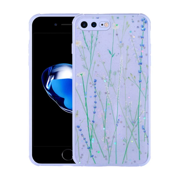 Apple iPhone 8 Plus Kılıf Simli Desenli Kamera Korumalı Parlak Zore Popy Kapak ürün görseli 1