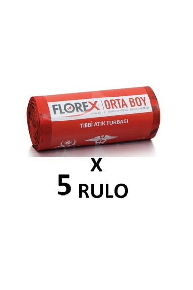 575 gram Tıbbı Atık Baskılı Orta Boy ( 55x60 Cm ) Çöp Poşeti 5 Rulo 25*5=125 Adet ürün görseli 1