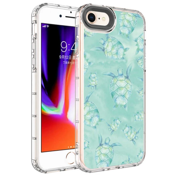 Apple iPhone 8 Kılıf Kamera Korumalı Renkli Desenli Sert Silikon Zore Korn Kapak ürün görseli 1