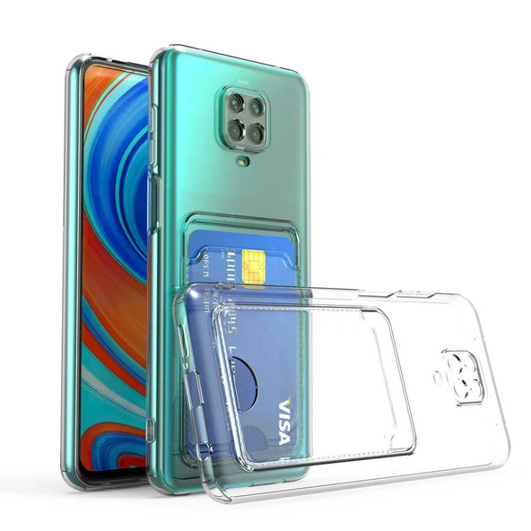 Xiaomi Redmi Note 9 Pro Kılıf Kartlıklı Şeffaf Zore Setra Clear Silikon Kapak ürün görseli 1
