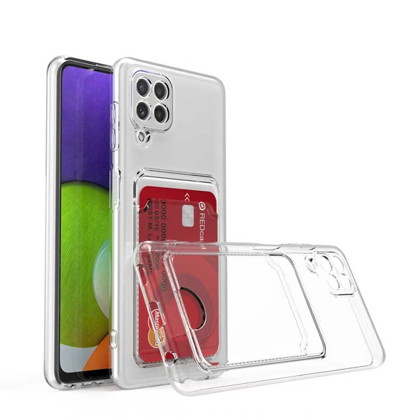Galaxy A22 4G Kılıf Kartlıklı Şeffaf Zore Setra Clear Silikon Kapak ürün görseli 1