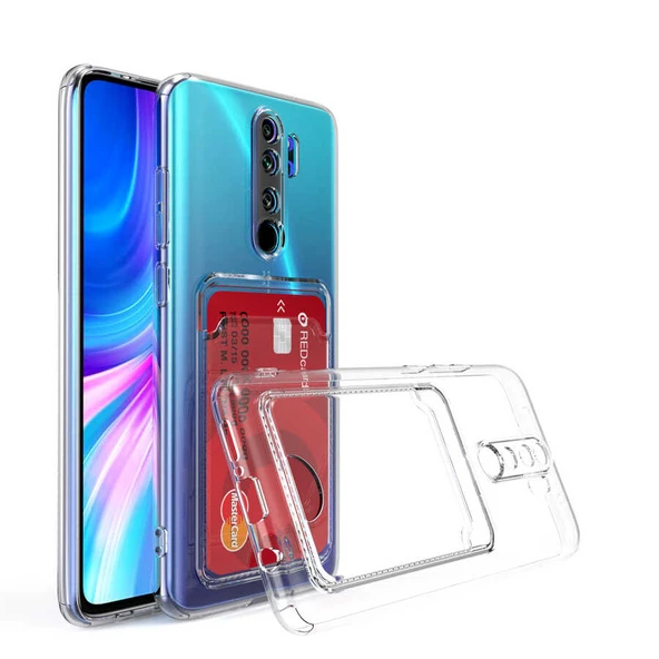 Xiaomi Redmi Note 8 Pro Kılıf Kartlıklı Şeffaf Zore Setra Clear Silikon Kapak ürün görseli 1