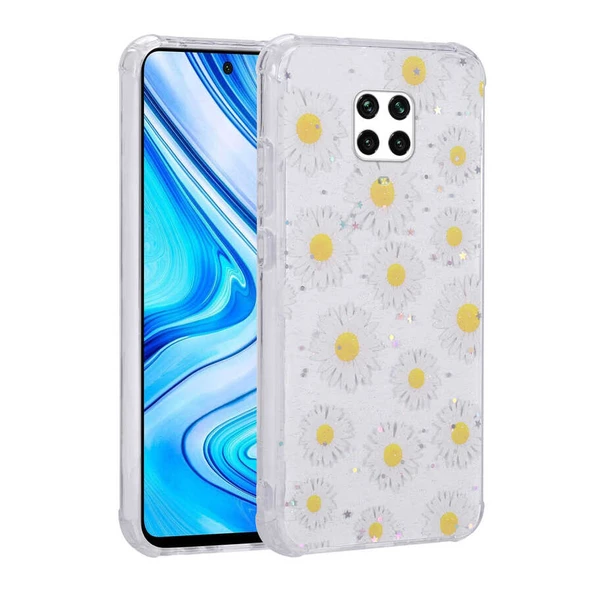 Xiaomi Redmi Note 9S Kılıf Simli Desenli Kamera Korumalı Parlak Zore Popy Kapak ürün görseli 1