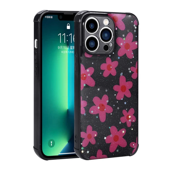 Apple iPhone 11 Pro Kılıf Simli Desenli Kamera Korumalı Parlak Zore Popy Kapak ürün görseli 1