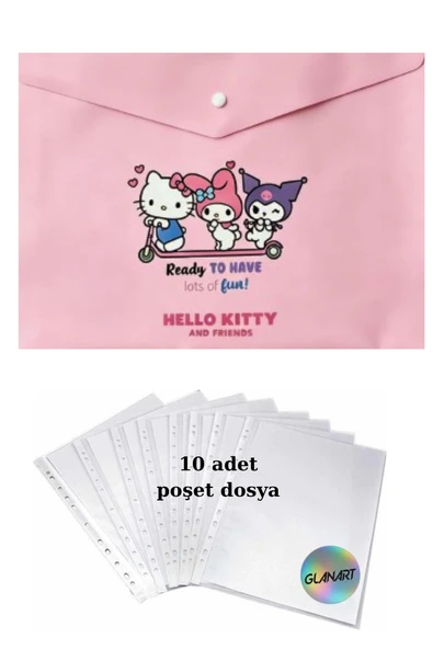 a4 boy çıt çıt  ödev dosyası +10' lu poşet dosya  FROZEN YEŞİL ürün görseli 1