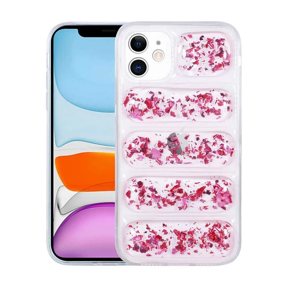 Apple iPhone 11 Kılıf Kamera Korumalı Simli Airbag'li Zore Dalga Kapak ürün görseli 1