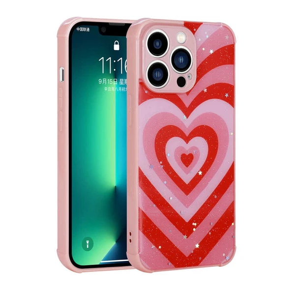 Apple iPhone 13 Pro Max Kılıf Simli Desenli Kamera Korumalı Parlak Zore Popy Kapak ürün görseli 1