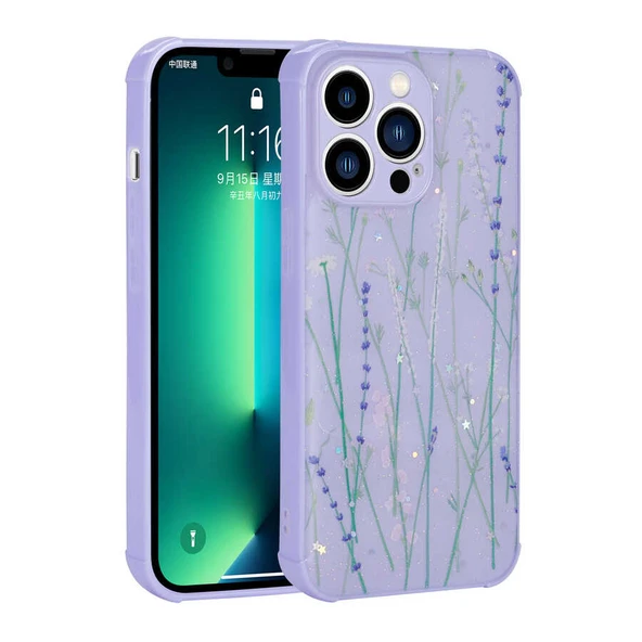 Apple iPhone 12 Pro Kılıf Simli Desenli Kamera Korumalı Parlak Zore Popy Kapak ürün görseli 1