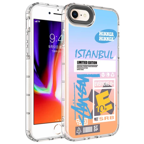 Apple iPhone 7 Kılıf Kamera Korumalı Renkli Desenli Sert Silikon Zore Korn Kapak ürün görseli 1
