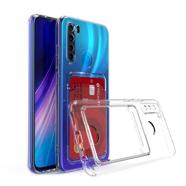 Xiaomi Redmi Note 8 Kılıf Kartlıklı Şeffaf Zore Setra Clear Silikon Kapak ürün görseli 1