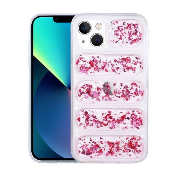 Apple iPhone 13 Kılıf Kamera Korumalı Simli Airbag'li Zore Dalga Kapak ürün görseli 1