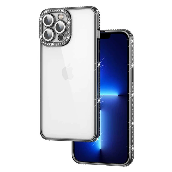 Apple iPhone 12 Pro Kılıf Kamera Korumalı Taşlı Zore Mina Kapak ürün görseli 1