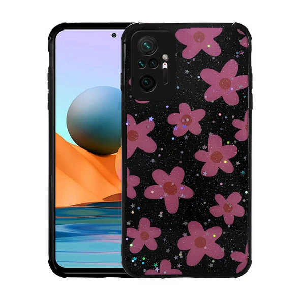 Xiaomi Redmi Note 10 Pro Kılıf Simli Desenli Kamera Korumalı Parlak Zore Popy Kapak ürün görseli 1