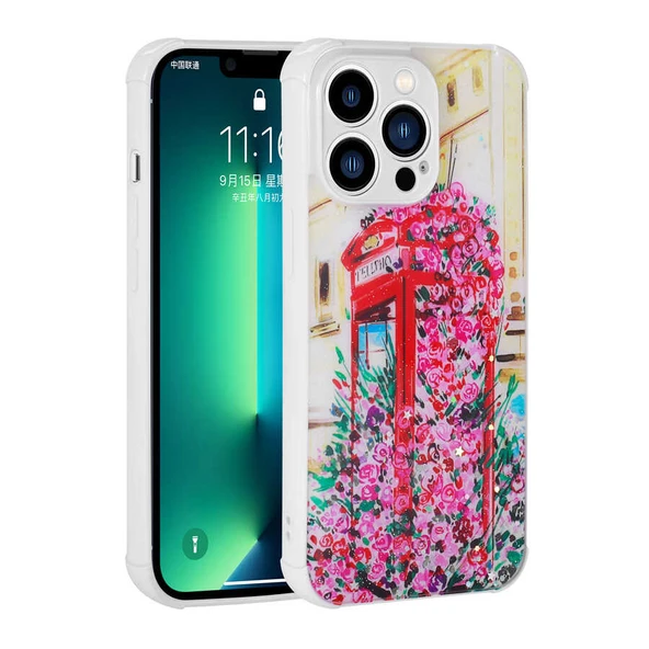 Apple iPhone 12 Pro Max Kılıf Simli Desenli Kamera Korumalı Parlak Zore Popy Kapak ürün görseli 1