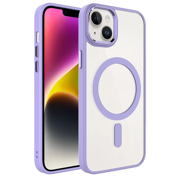 Apple iPhone 13 Kılıf Wireless Şarj Özellikli Zore Krom M-safe Silikon Kapak ürün görseli 1