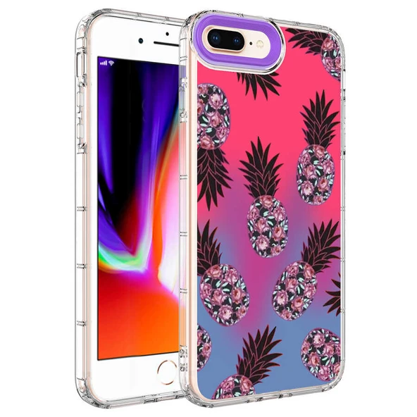 Apple iPhone 8 Plus Kılıf Kamera Korumalı Renkli Desenli Sert Silikon Zore Korn Kapak ürün görseli 1