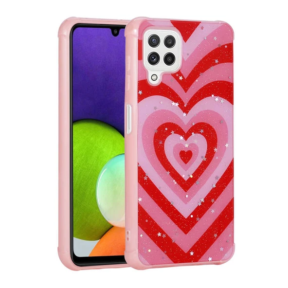 Galaxy M22 Kılıf Simli Desenli Kamera Korumalı Parlak Zore Popy Kapak ürün görseli 1