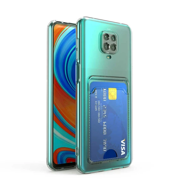 Xiaomi Redmi Note 9S Kılıf Kartlıklı Şeffaf Zore Setra Clear Silikon Kapak ürün görseli 1