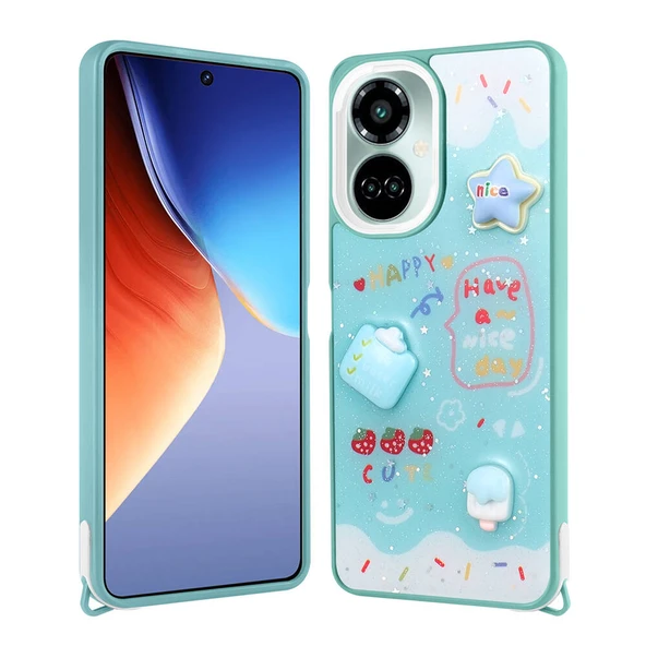 Tecno Camon 19 Pro Kılıf Parlayan Simli Kabartma Figürlü Zore Cevze Kapak ürün görseli 1