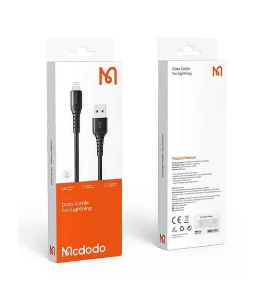 Mcdodo CA-2261 iPhone şarj ve data kablosu 1Metre Siyah - Resim 4
