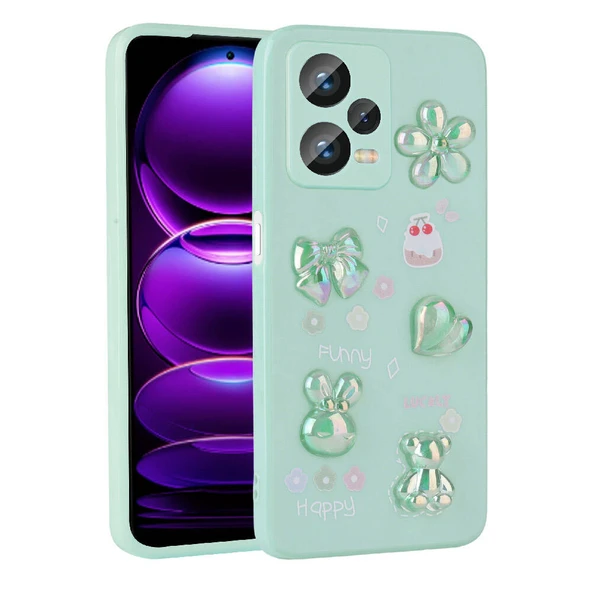Xiaomi Redmi Note 12 Pro Plus 5G Kılıf Kabartma Figürlü Parlak Zore Toys Silikon Kapak ürün görseli 1