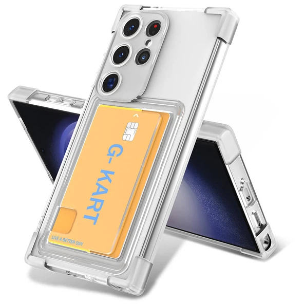 Galaxy S24 Ultra Kılıf Airbag Tasarımlı Şeffaf Kartlıklı Zore G-Kart Kapak ürün görseli 1