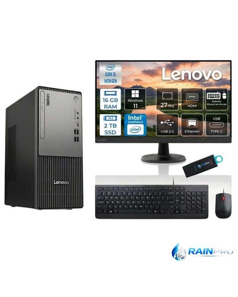 THİNKCENTER NEO 50t G5 I5-13400 16 GB 2 TB WİN11PRO MASAÜSTÜ LENOVO 27’’ MONİTÖR 12UB000BTR27RNP03 ürün görseli 1